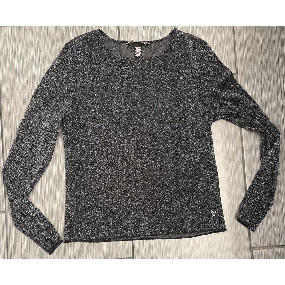Victoria’s Secret Women Lingerie Blouse Black Silver Sheer Shimmer XS